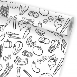 Papel de Parede Auto Adesivo Cozinha Legumes A92