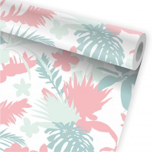 Papel De Parede Tropical Folhagem Folhas Flores Jardim A698