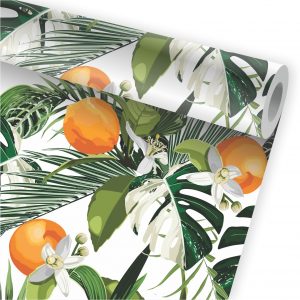 Papel De Parede Tropical Frutas Folhas Folhagem Jardim A715