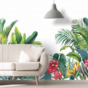 Adesivo Parede Jardim Tropical Folhagem Folhas Parede G1001