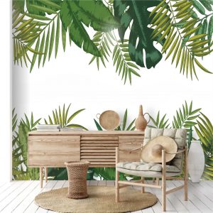 Adesivo Parede Tropical Folhagem Folhas Jungle Parede G1011