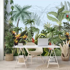 Adesivo Parede Jungle Urban Tropical Folhagem Parede G1020