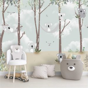 Adesivo Parede Infantil Arvore Galho Coala Zoo Nuvem G1030