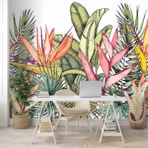 Adesivo Parede Folhagem Folhas Tropical Jungle Painel G1063