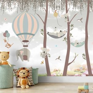 Adesivo Parede Infantil Balão Nuvem Zoo Arvore Painel G1083