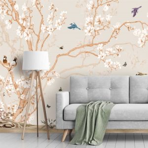 Adesivo Parede Floresta Passarinho Arvore Flor Painel G1098