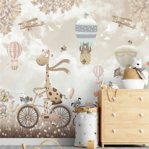 Adesivo Parede Infantil Zoo Safari Balão Nuvem Painel G1121