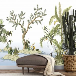 Adesivo Parede Folhagem Floral Paisagem Arvore Painel G1124