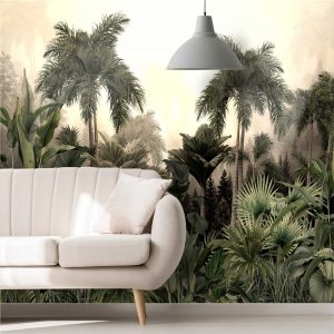 Adesivo De Parede Floresta Tropical Palmeiras Painel G1135