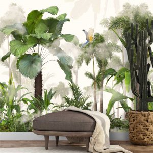 Adesivo Parede Selva Folhagem Folhas Palmeiras Painel G1137
