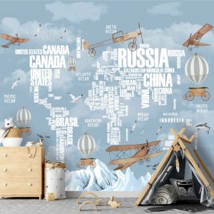 Adesivo Parede Mapa Infantil Letra Nome Países Painel G1192