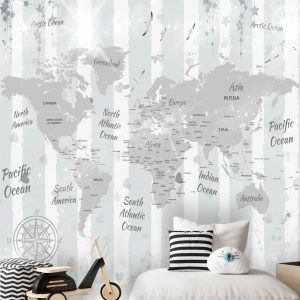 Adesivo Parede Mapa Infantil Tons Pasteis Zoo Painel G1194