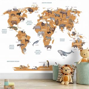 Adesivo Parede Mapa Infantil Zoo Safari Animal Painel G1203