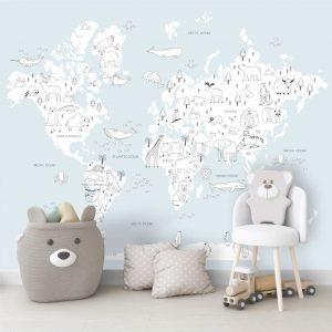 Adesivo Parede Mapa Infantil Safari Zoo Bichos Painel G1204