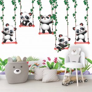 Adesivo Parede Infantil Ursinho Panda Balanço Painel G1219