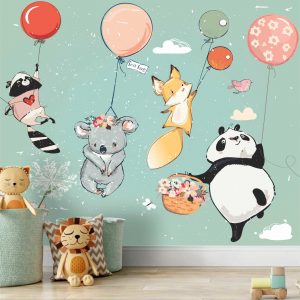 Adesivo Parede Infantil Panda Balão Zoo Safari Painel Gg979