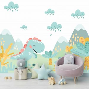 Adesivo Parede Infantil Dinossauro Dino Vulcão Painel Gg983