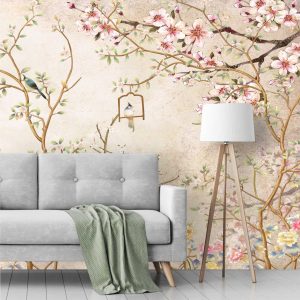 Adesivo Parede Tropical Flor Arvore Cerejeira Painel Gg994