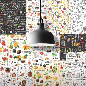 Lambe Lambe Kit Cartaz Cozinha Comida Adesivo Legumes L250