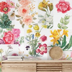 Lambe Lambe Kit Cartaz Flores Floral Adesivo Follhagem L279