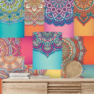 Lambe Lambe Kit Cartaz Mandala Mosaico Adesivo Abstrato L328
