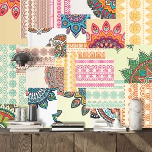 Lambe Lambe Kit Cartaz Mosaico Mandala Adesivo Abstrato L418